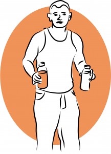 A man holds a drink in each hand. Binge drinking can occur at any age