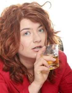 stressed out woman drinking